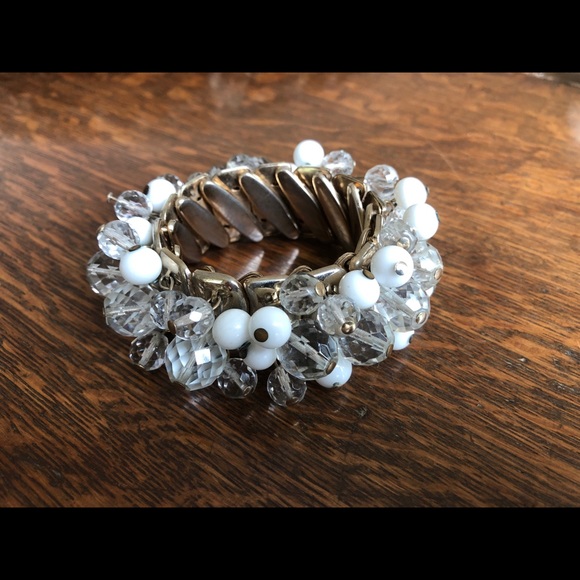 Vtg 1950-60’s crystal glass bead stretch bracelet - Picture 2 of 3